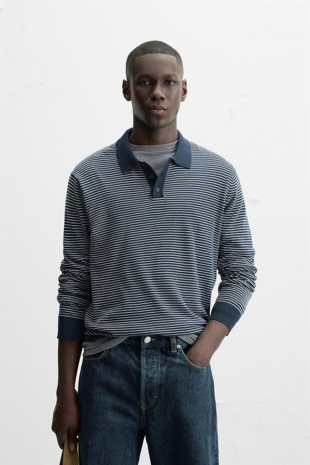 STRIPED KNIT POLO SHIRT - Zara фото 2