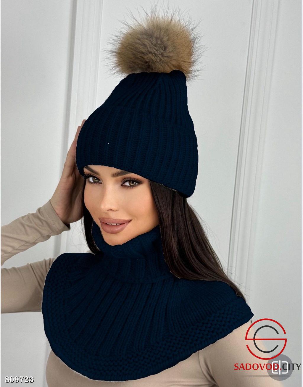 Набор 2в1 зимний комплект с натуральным мехом