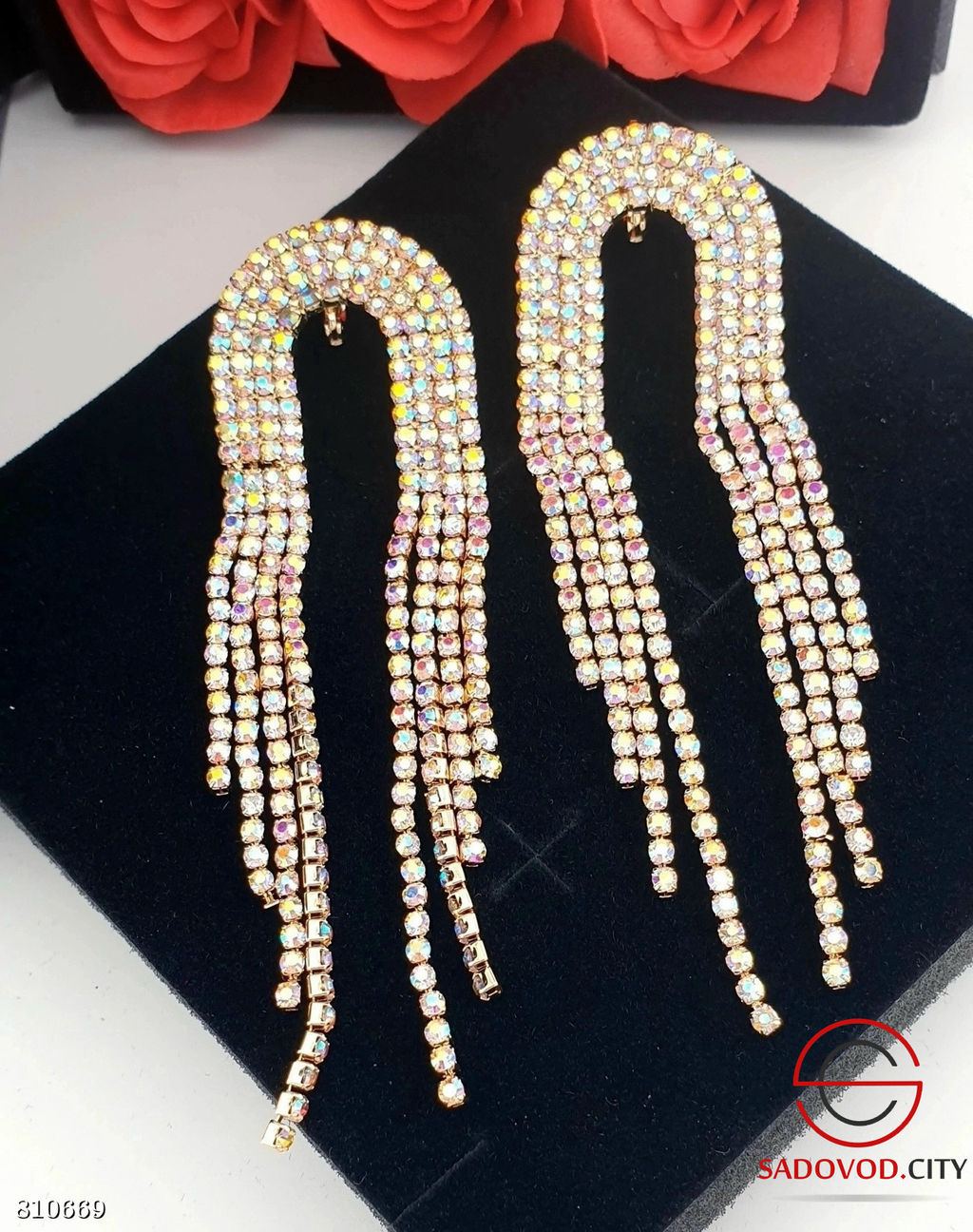 Серьги вечерние длинные висячие блестящие со стразами - Bruno фото 4