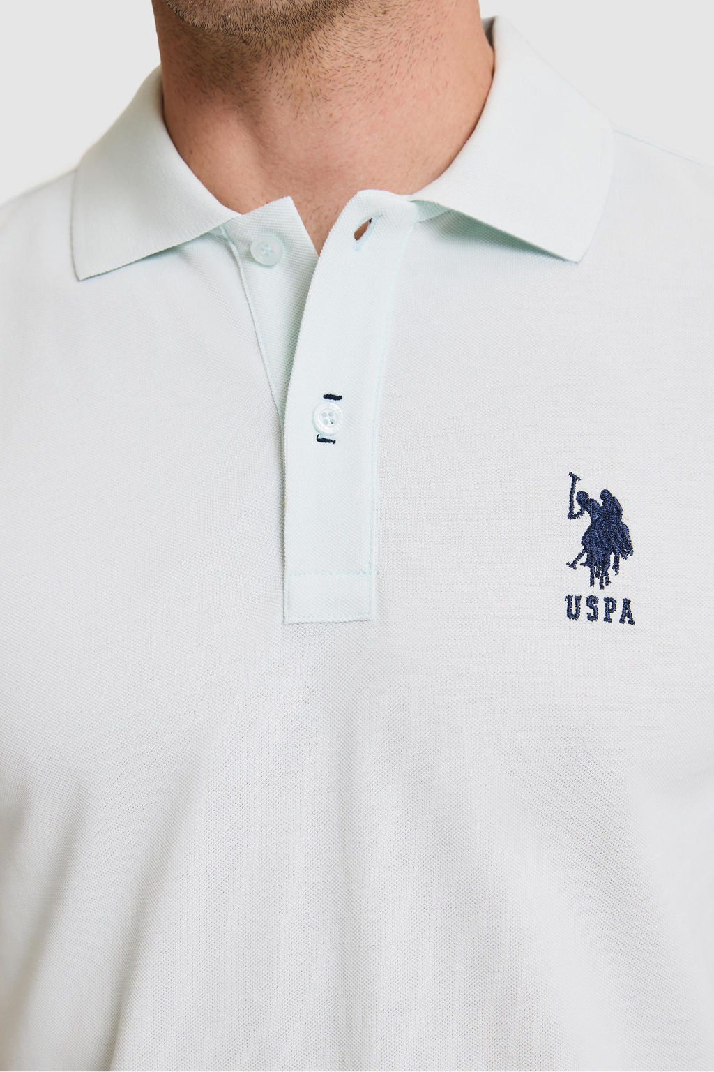 Erkek Slim Fit Polo Yaka Su Ye_ili Basic Ti__rt