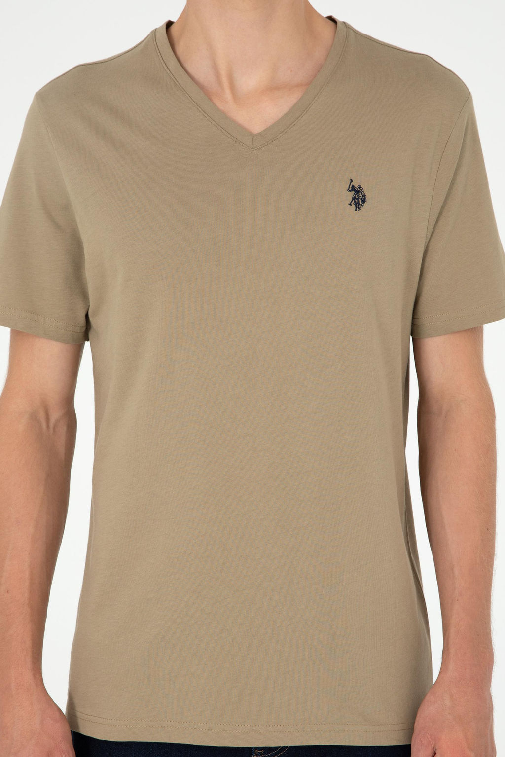 Мужская базовая футболка цвета хаки - U.s. polo assn фото 6