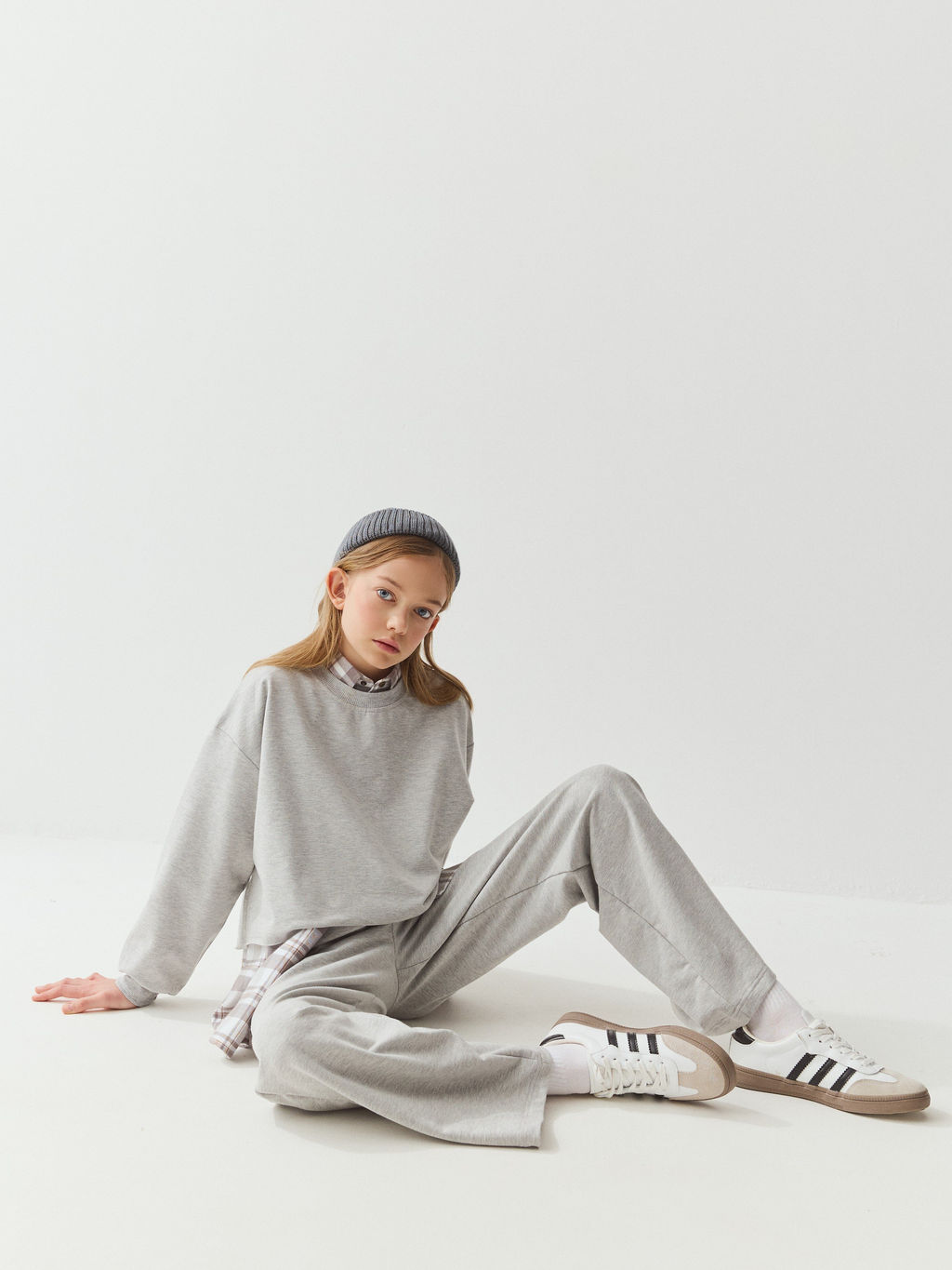 Брюки палаццо облегченные Серый меланж 7+ - Bungly фото 7