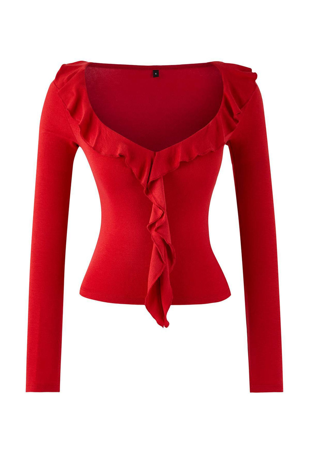 K?rm?z? F?rf?rl? Fitted/Vucuda Oturan Orme Bluz TWOAW26BZ00287