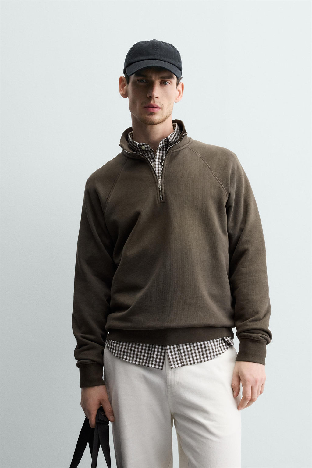 SUDADERA LAVADA CUELLO CREMALLERA / Marr?n oscuro - Zara фото 2