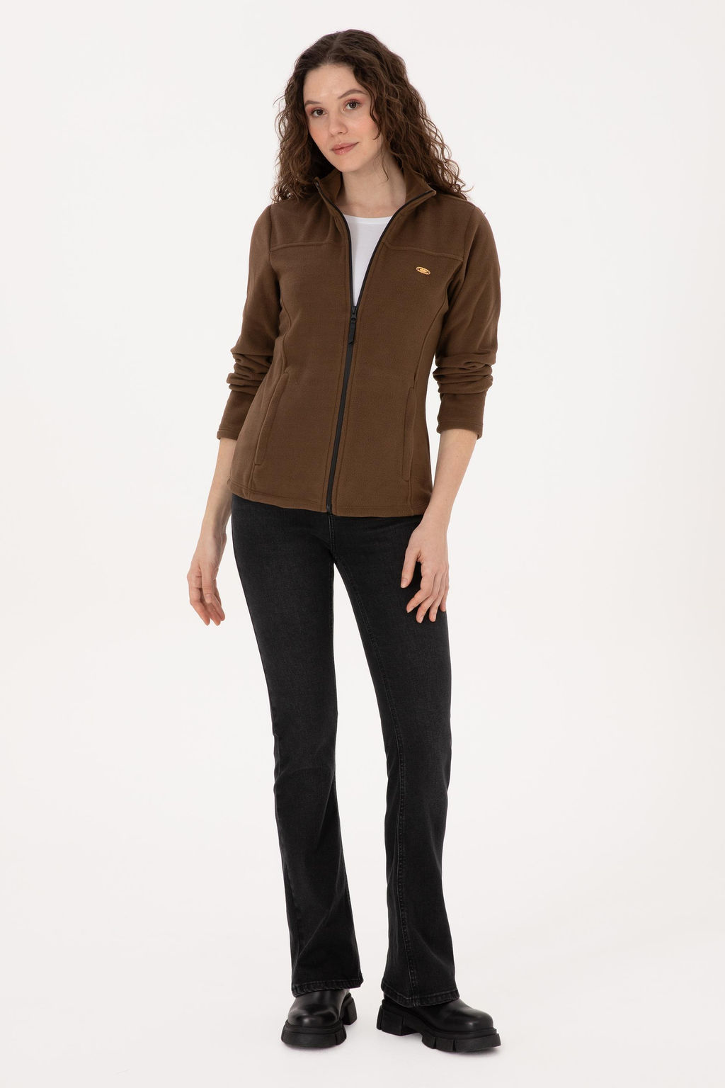 Kad_n Kahverengi Fermuarl_ Dik Yaka Polar Sweatshirt - U.s. polo assn фото 4