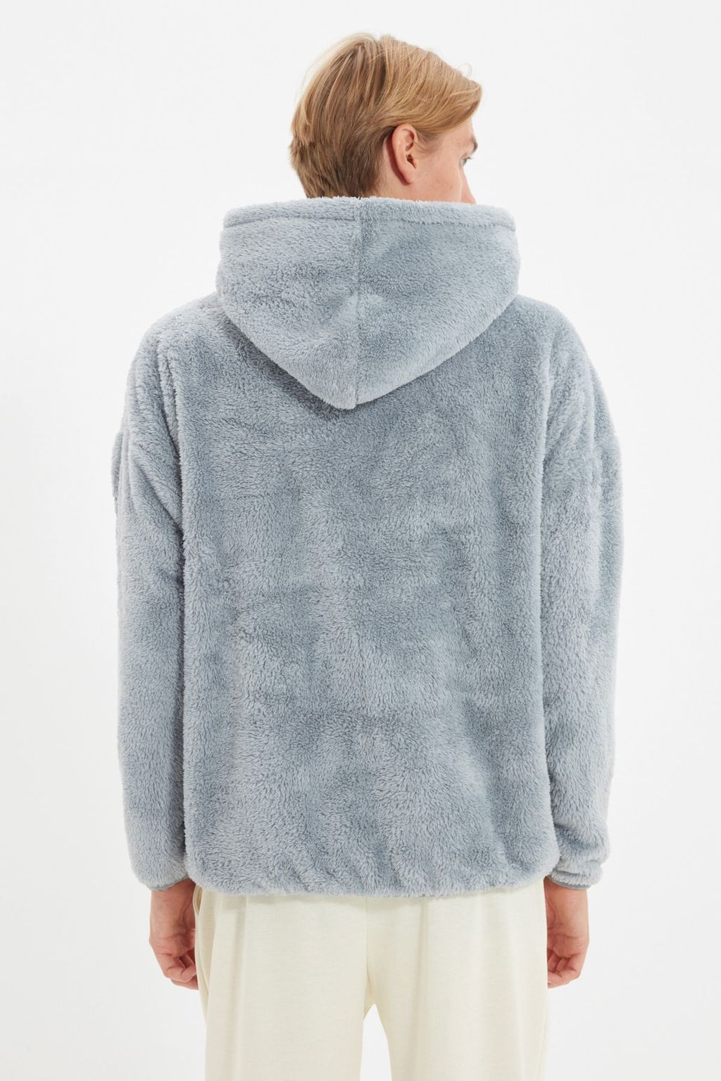 Gri Unisex Oversize/Genis Kesim Cift Cepli Etiket Detayl? S?cak Tutan Pelus Sweatshirt TMNAW22SW1708 - Trendyolmilla фото 5