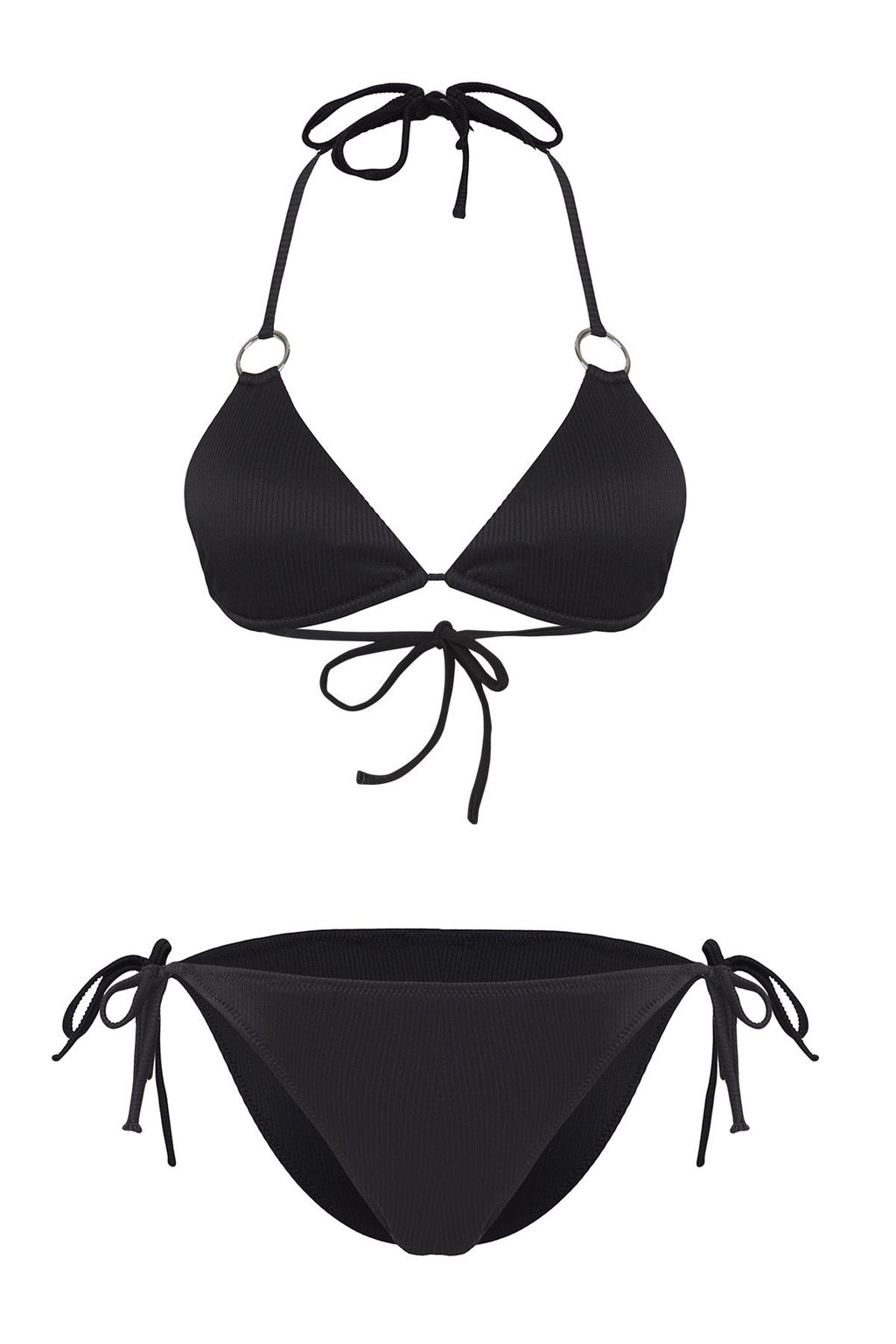 Siyah Ucgen Aksesuarl? Dokulu Regular Bikini Tak?m? TBESS25BT00037
