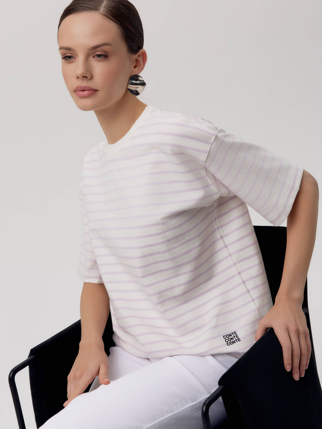 CONTE Футболка свободного кроя из футера LD 2569 white-lavender