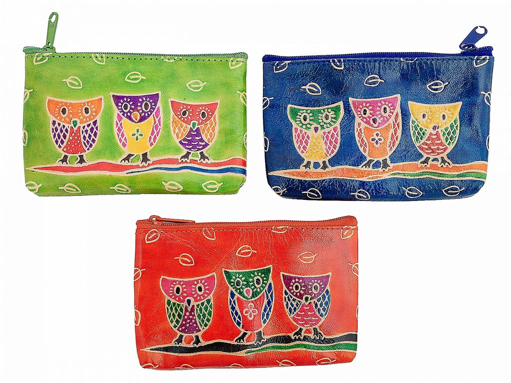 Кошелек под мелочь ручной принт №0606/9 (3шт/уп)