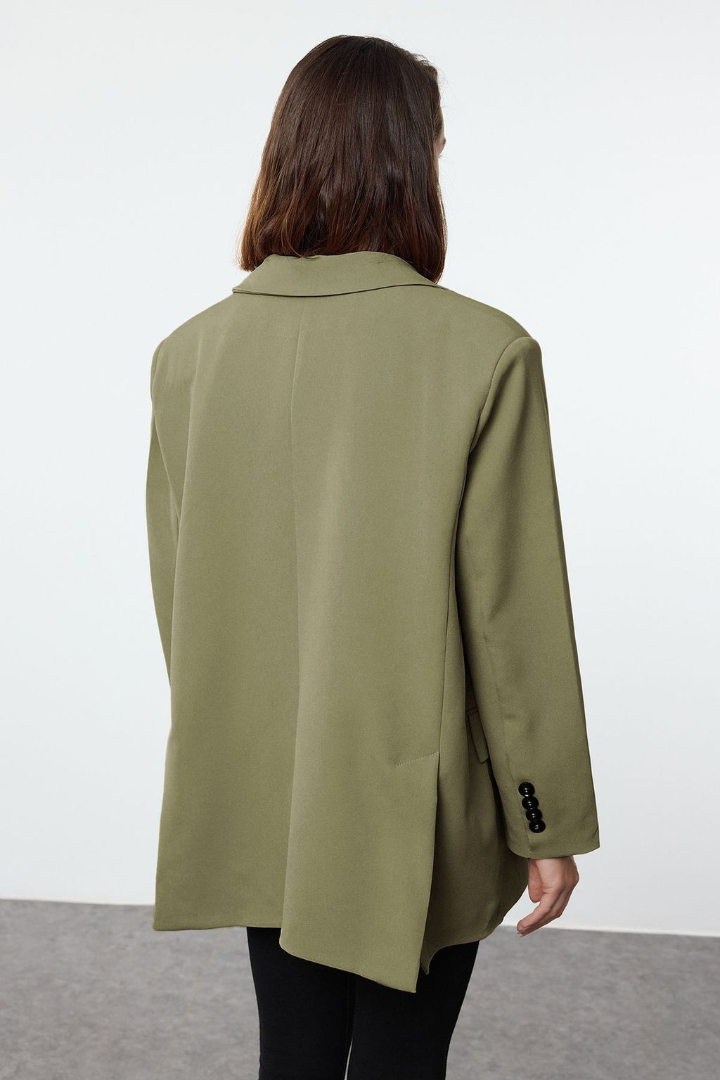 Ac?k Haki Ekstra Oversize Dokuma Blazer Ceket TWOAW24BC00107