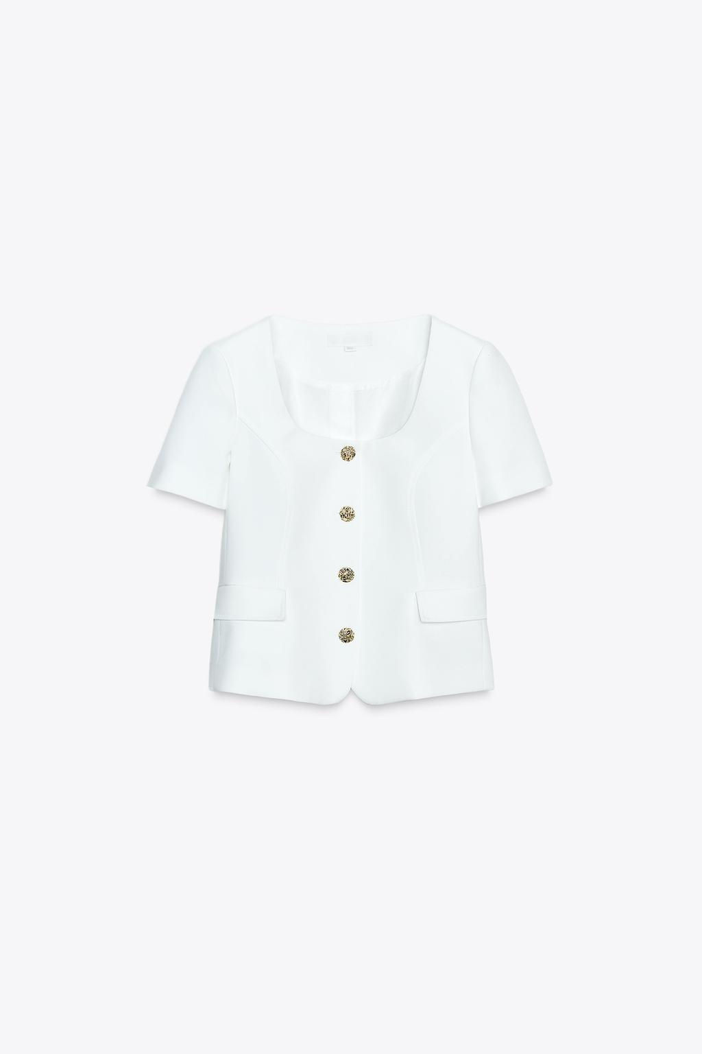 SQUARE NECK SHORT SLEEVE BLAZER - Zara фото 4