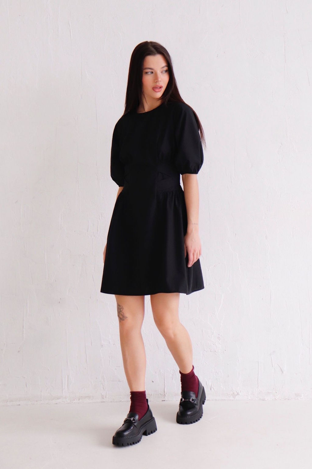 11435 Платье чёрное с объёмными рукавами - Martichelli фото 9