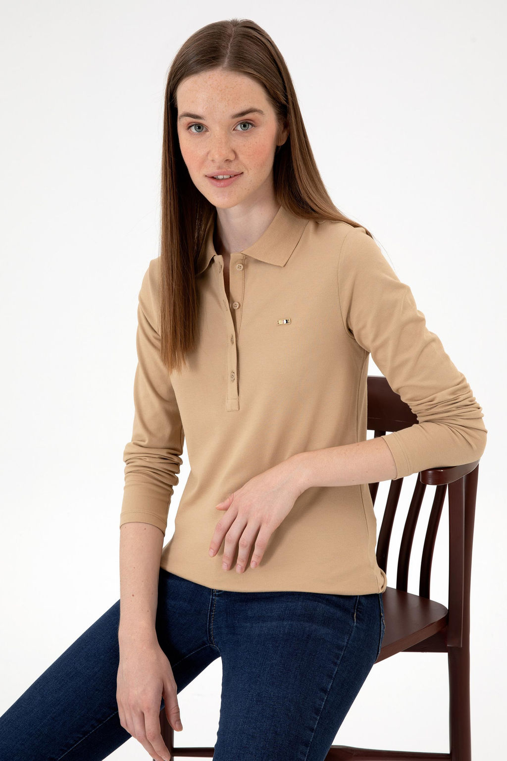 Kad_n Kum Basic Polo Yaka Sweatsh_rt
