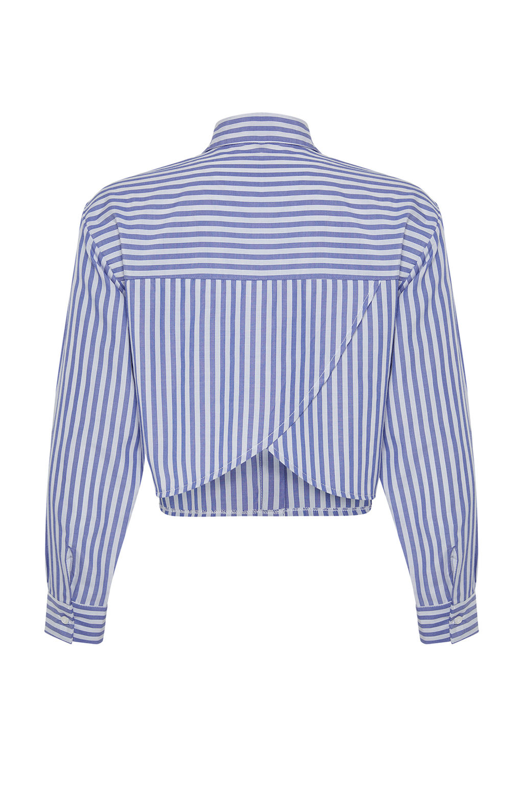 TRENDYOLMILLA Cizgili Crop Dokuma S?rt Dekolteli Keten Gorunumlu Plaj Gomlegi TBESS24GO00012  фото 7