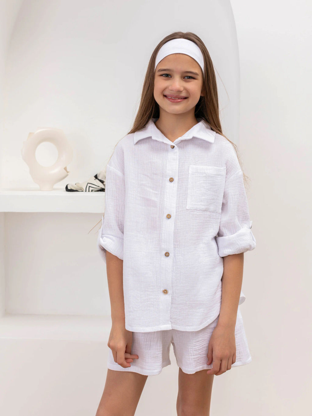 Комплект для девочек Муслин Белый М-18КД MODAMICA