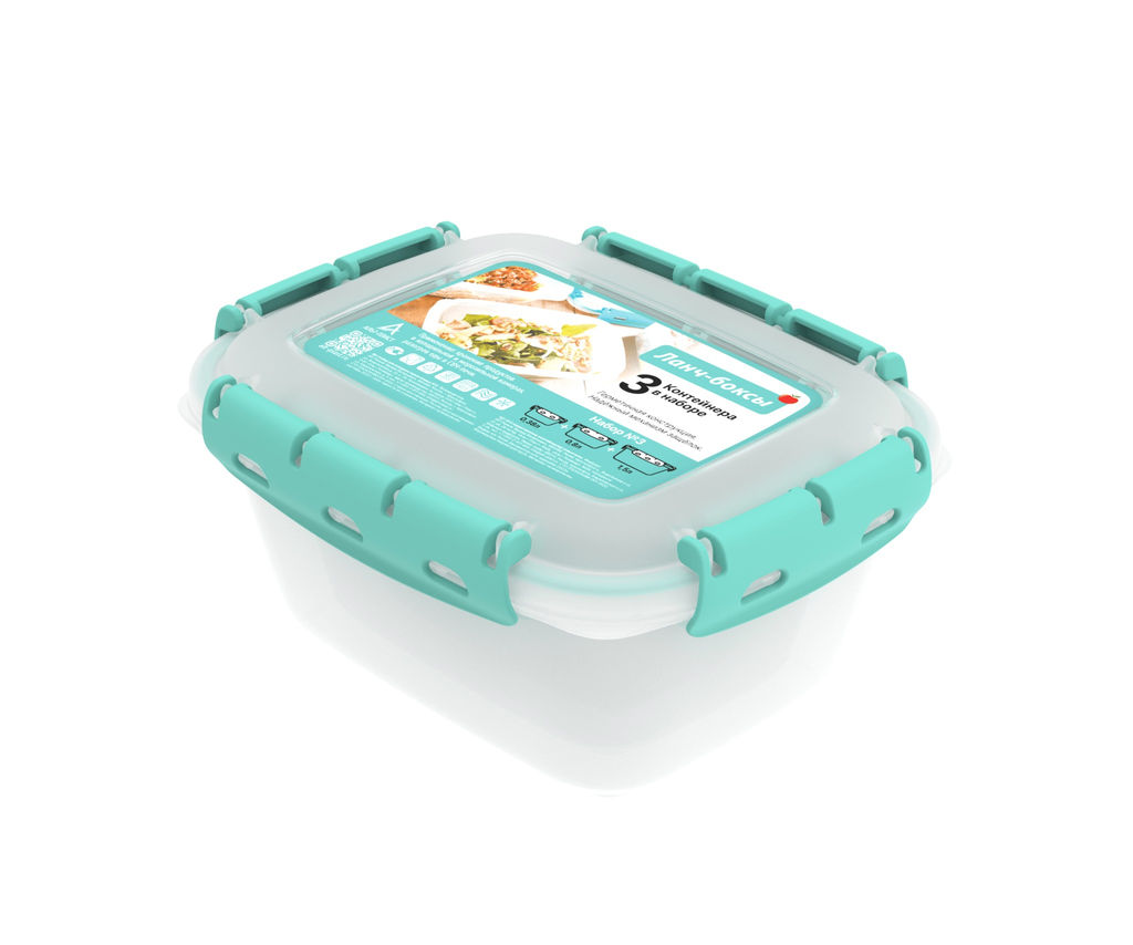 Набор контейнеров д/СВЧ 3шт (0,38 /0,8/1,5 л) герметич., арт. АП 718