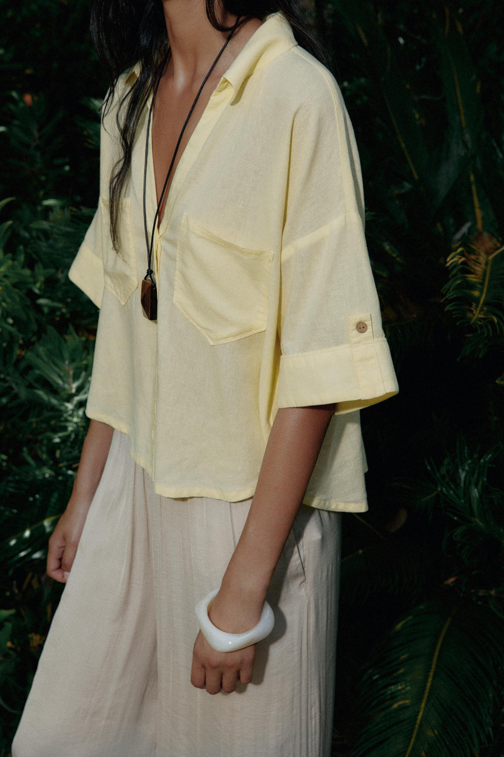 CROPPED LINEN BLEND SHIRT - Zara фото 57