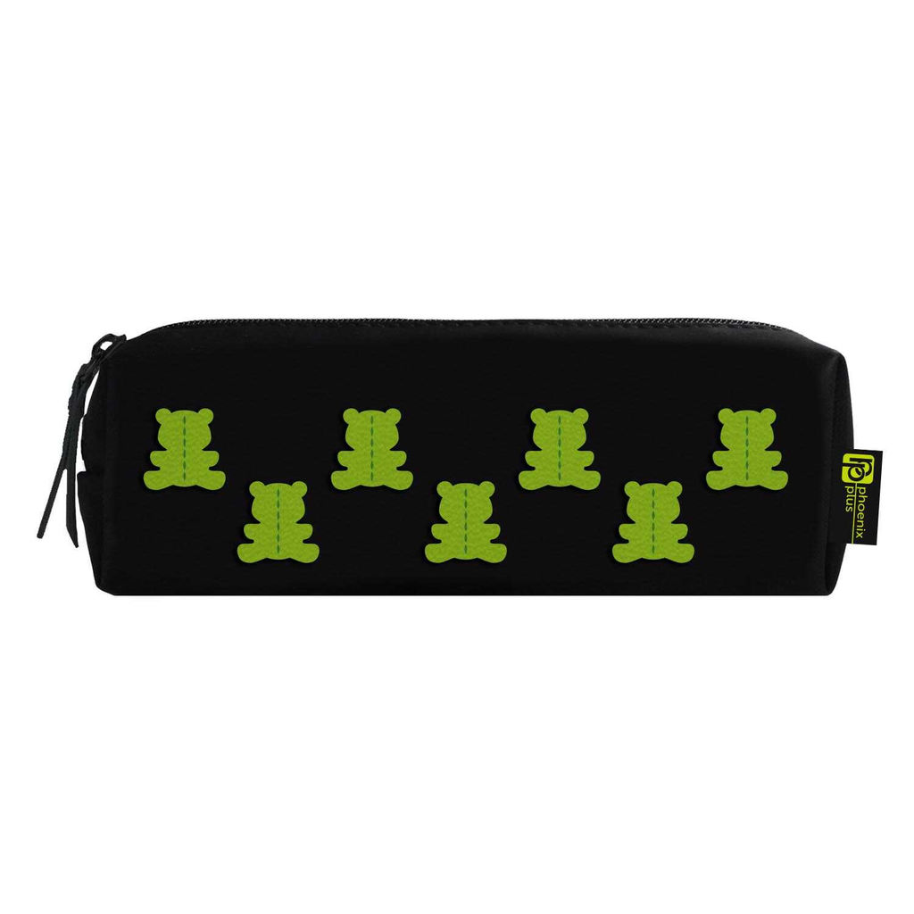 Пенал школьный Феникс+, арт.65727/ 24 ЖЕЛЕЙНЫЕ МИШКИ 19,5х5,5х6 см, полиуретан, молния, аппликация из искусственной кожи, ПЭТ-пакет).