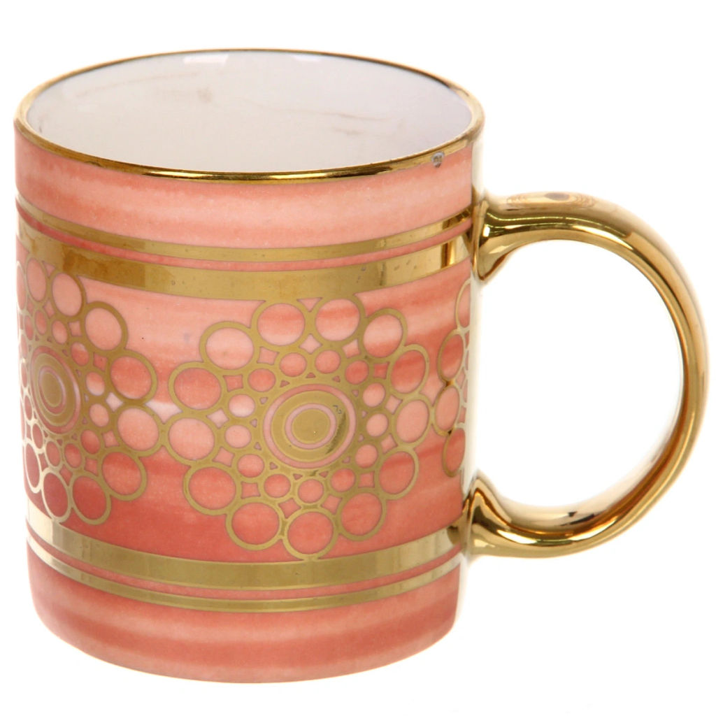 Цена за 2 шт. Кружка керамическая 350мл "Золотой узор", микс 4рисунка