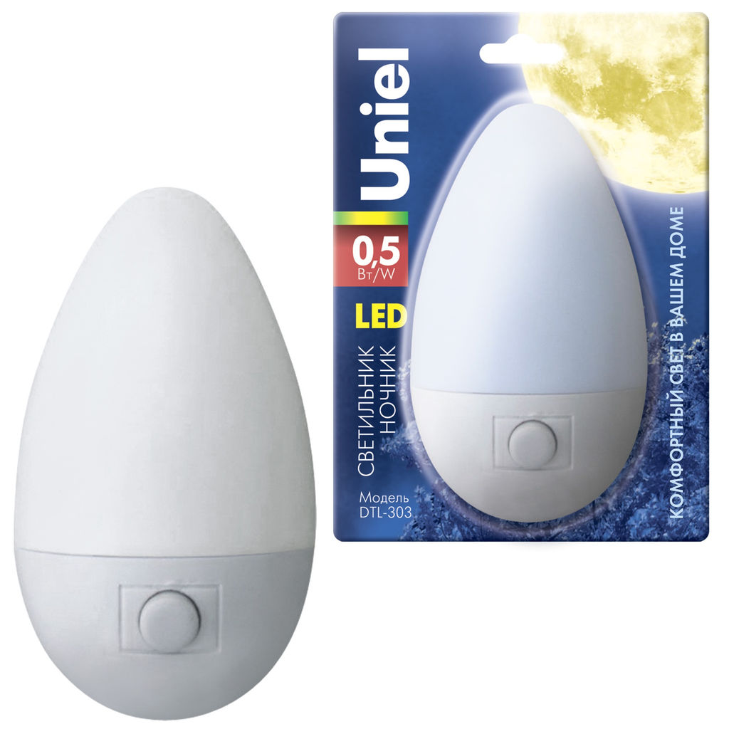 DTL-303-Овал/White/3LED/0,5W Светильник-ночник. Блистерная упаковка.