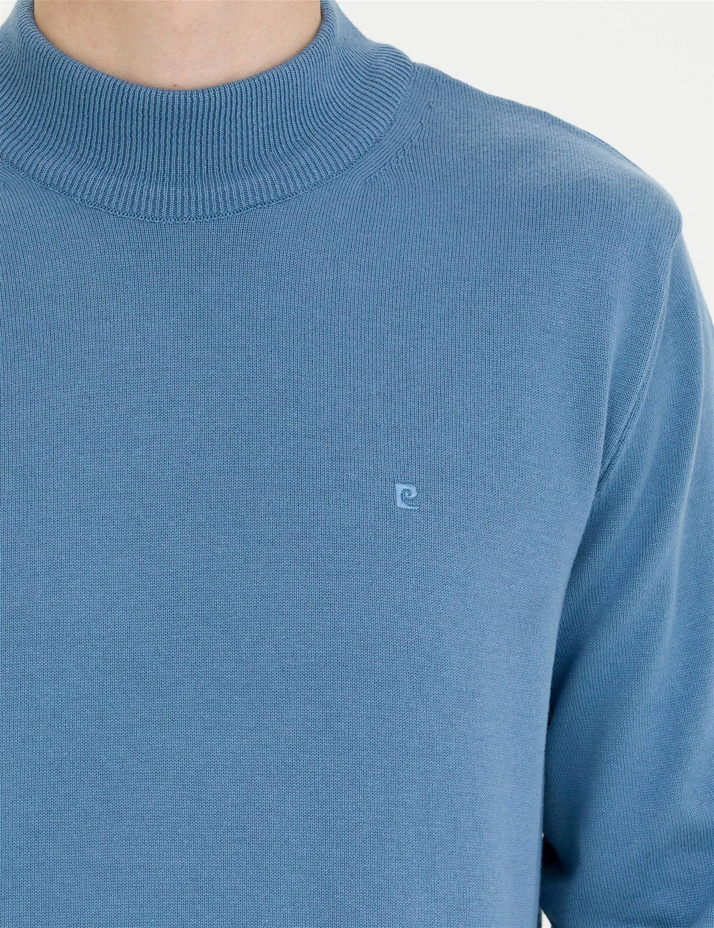 Koyu Mavi Slim Fit Yar_m Bal_k__ Yaka Basic Triko Kazak - Pierre cardin фото 7