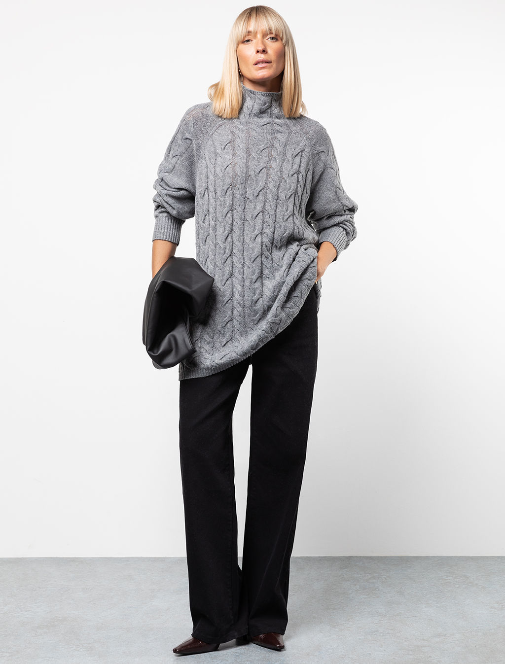 VILATTE / Удлиненный свитер тонкой вязки с шерстью  фото 4