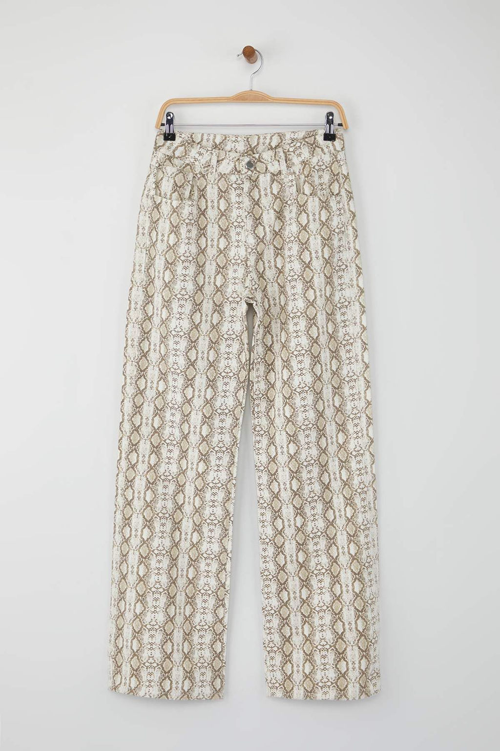 Cok Renkli Animal Y?lan Desenli Yuksek Bel Wide Leg Jeans TWOAW26JE00136 - Trendyolmilla фото 5
