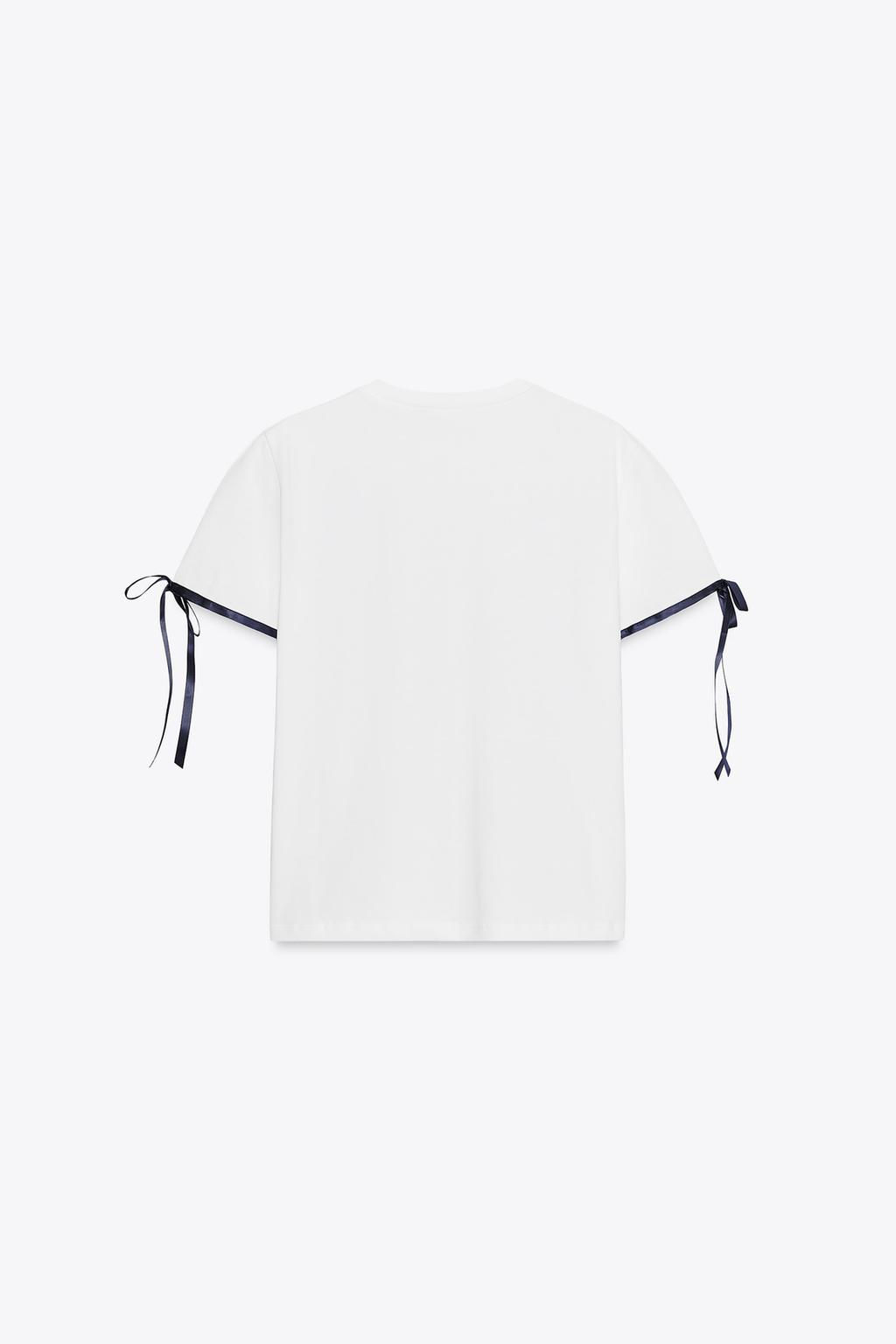 T-SHIRT WITH CONTRAST BOWS - Zara фото 6