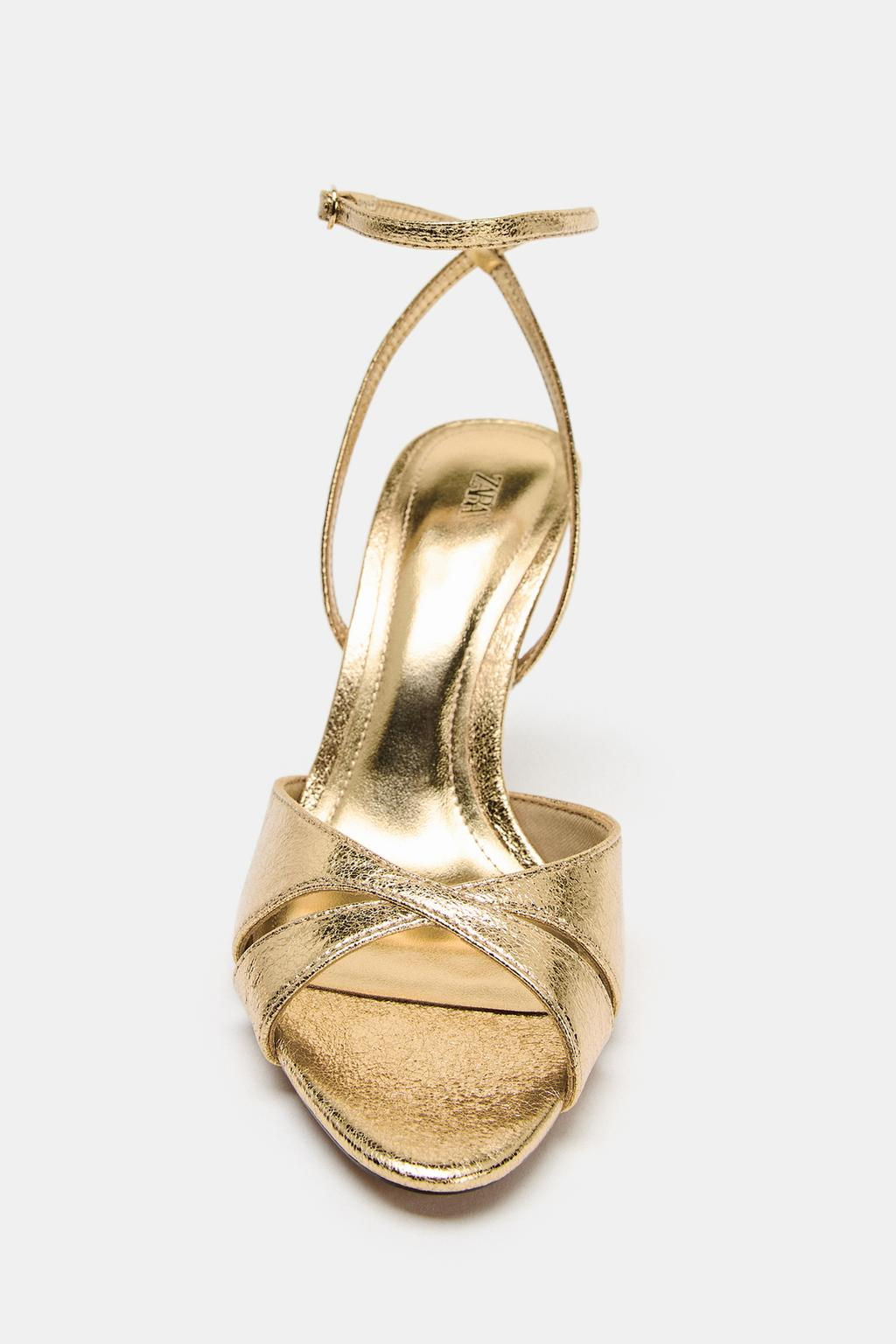 METALLIC EFFECT HIGH-HEEL SANDALS - Zara фото 5