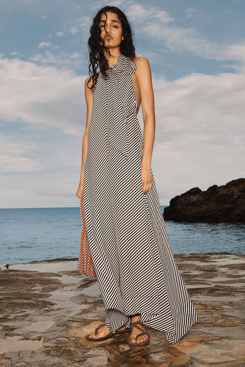 LIMITED EDITION STRIPED HALTER DRESS