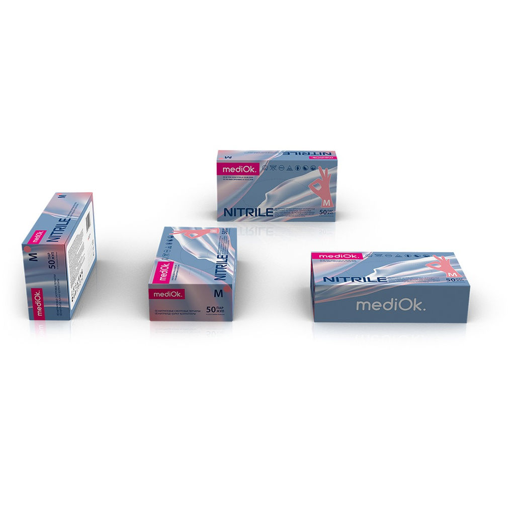 Mediok Перчатки нитриловые смотровые одноразовые неопудренные / Nitrile Optima, размер XS, розовый фламинго, 50 пар (100 штук)  фото 2
