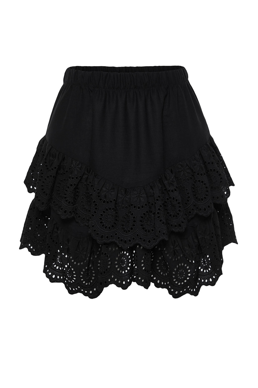 TRENDYOLMILLA Plaj Giyim Briddal Beyaz Mini Dokuma Brode Detayl? Flaml? Pamuk Plaj Etek TBESS24ET00004 фото 10