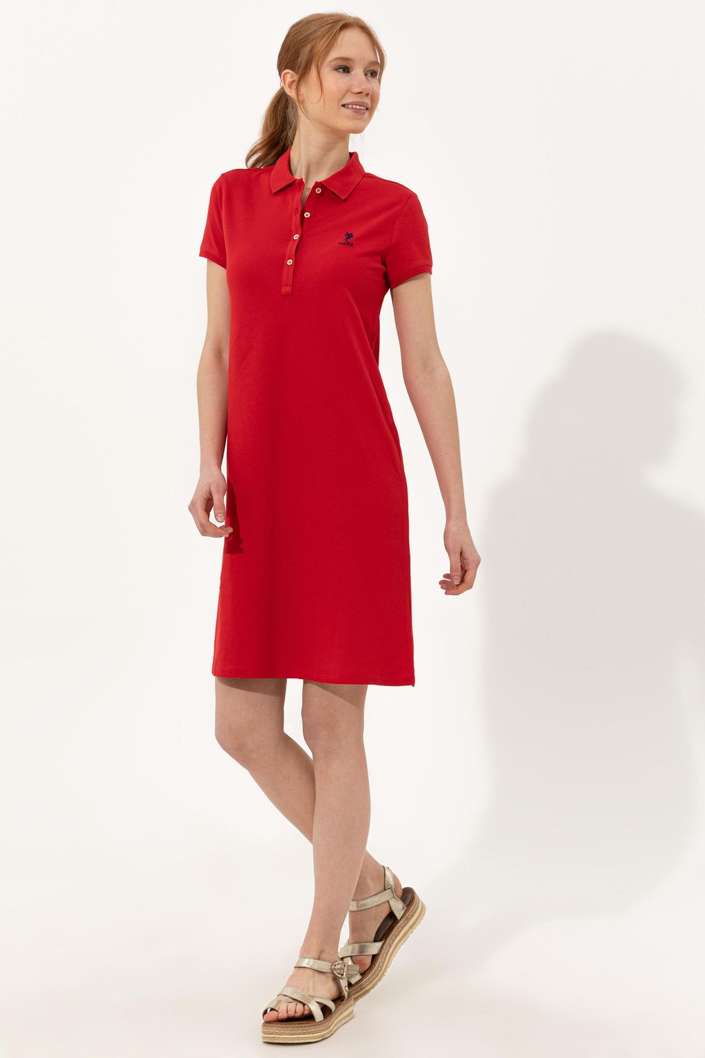 Женское красное вязаное платье - U.s. polo assn фото 3