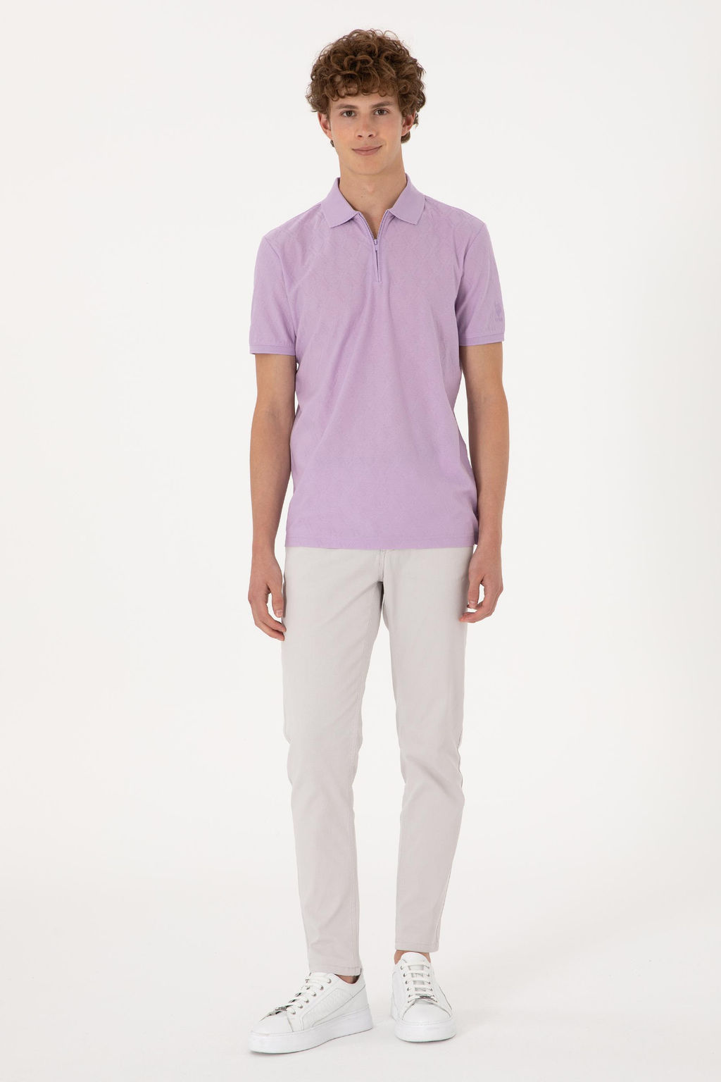 Erkek Regular Fit Fermuarl_ Lila Desenli Ti__rt Sepette S_rpriz _ndirim - U.s. polo assn фото 4