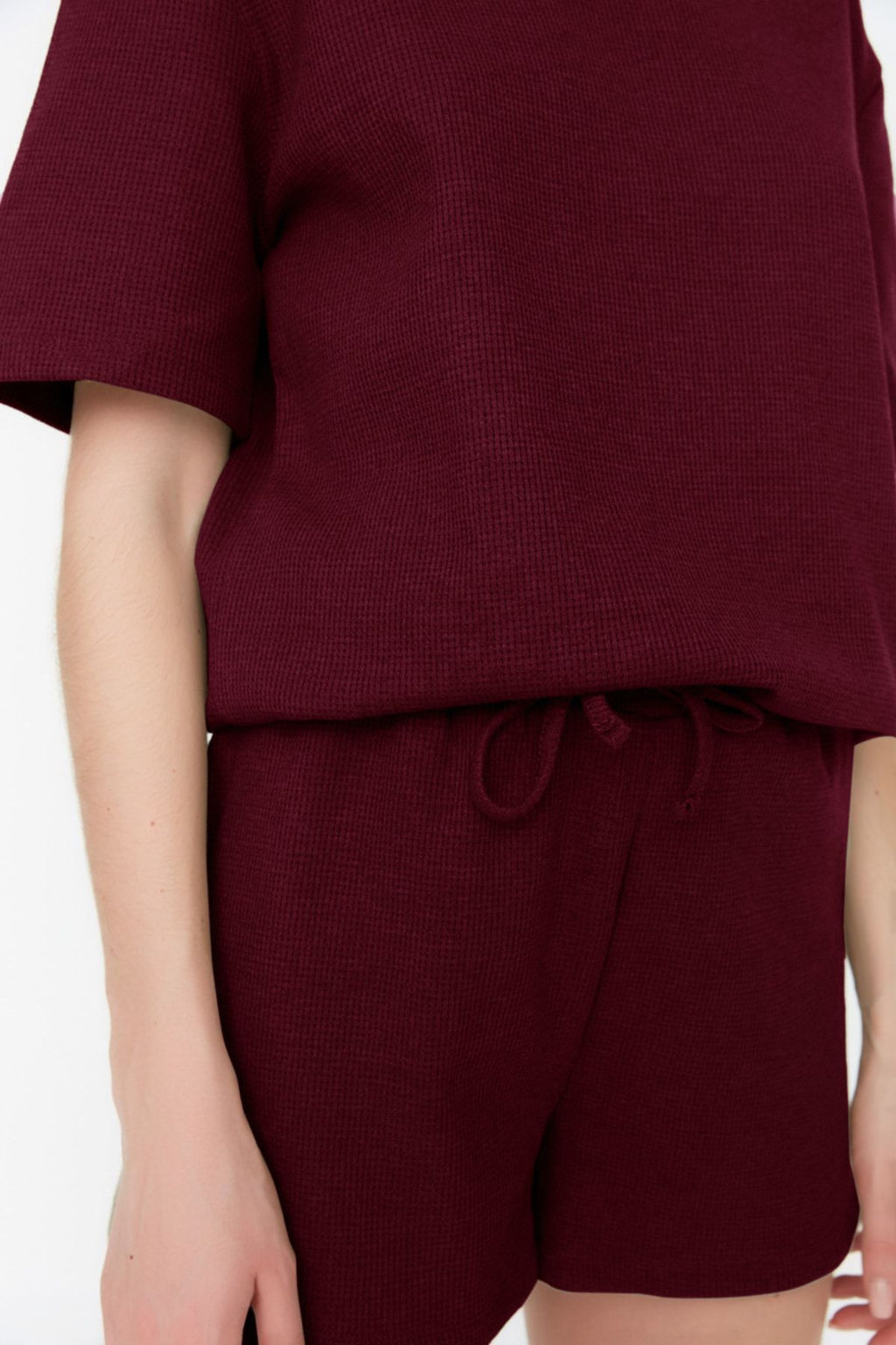 Trendyolmilla Siyah Waffle Kumas Sortlu Orme Pijama Tak?m? THMSS22PT0524  фото 35