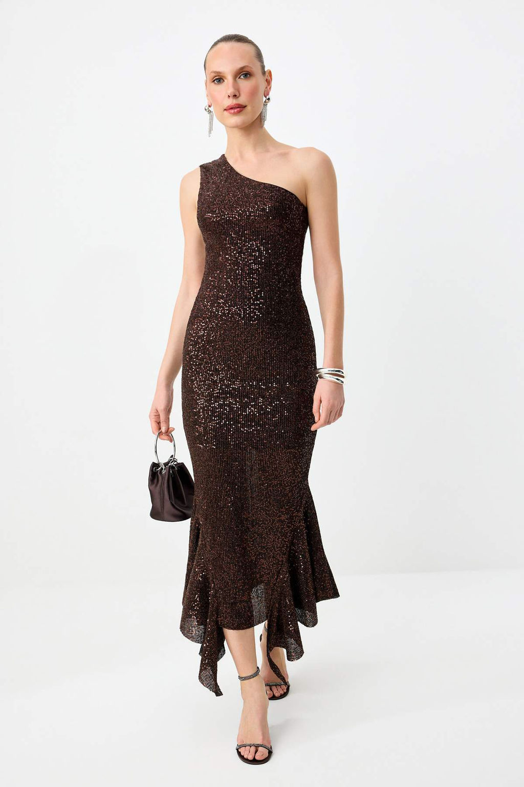 Kahverengi Payet Astarl? Orme Maxi S?k Elbise TPRSS26EL00174 - Trendyolmilla фото 2