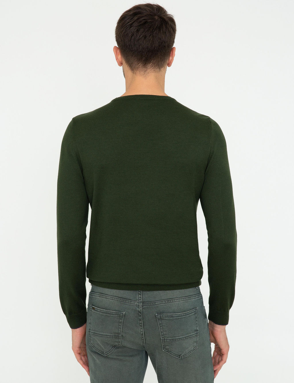 Ye_il Slim Fit Bisiklet Yaka Basic Triko Kazak - Pierre cardin фото 4