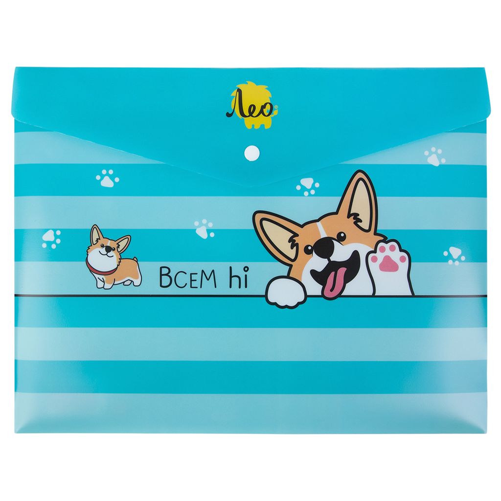 Лео Учись Папка-конверт для тетрадей с кнопкой A5+ LT-2101 180 мкм песок 20 шт. 04-Корги