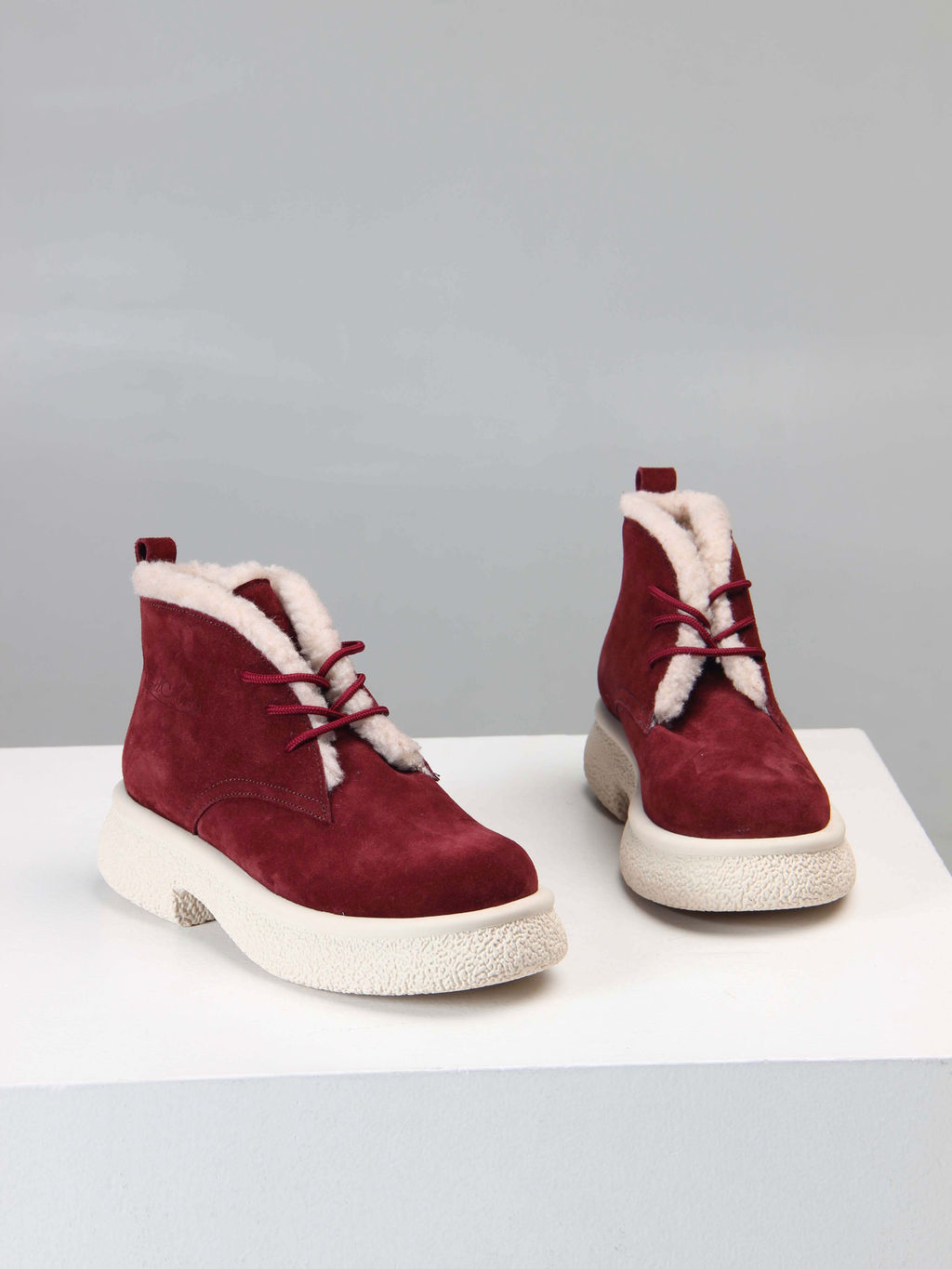 Ботинки 308.агатаw. бордo замша з/Шерсть