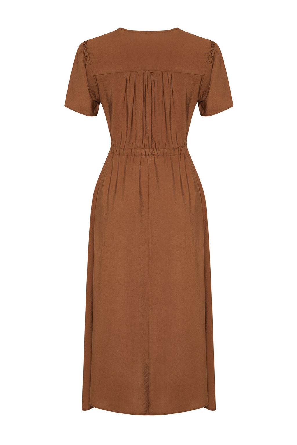 Kahverengi Belden Ac?lan V Yaka Midi Dokuma Elbise TWOSS24EL00501 - Trendyolmilla фото 8