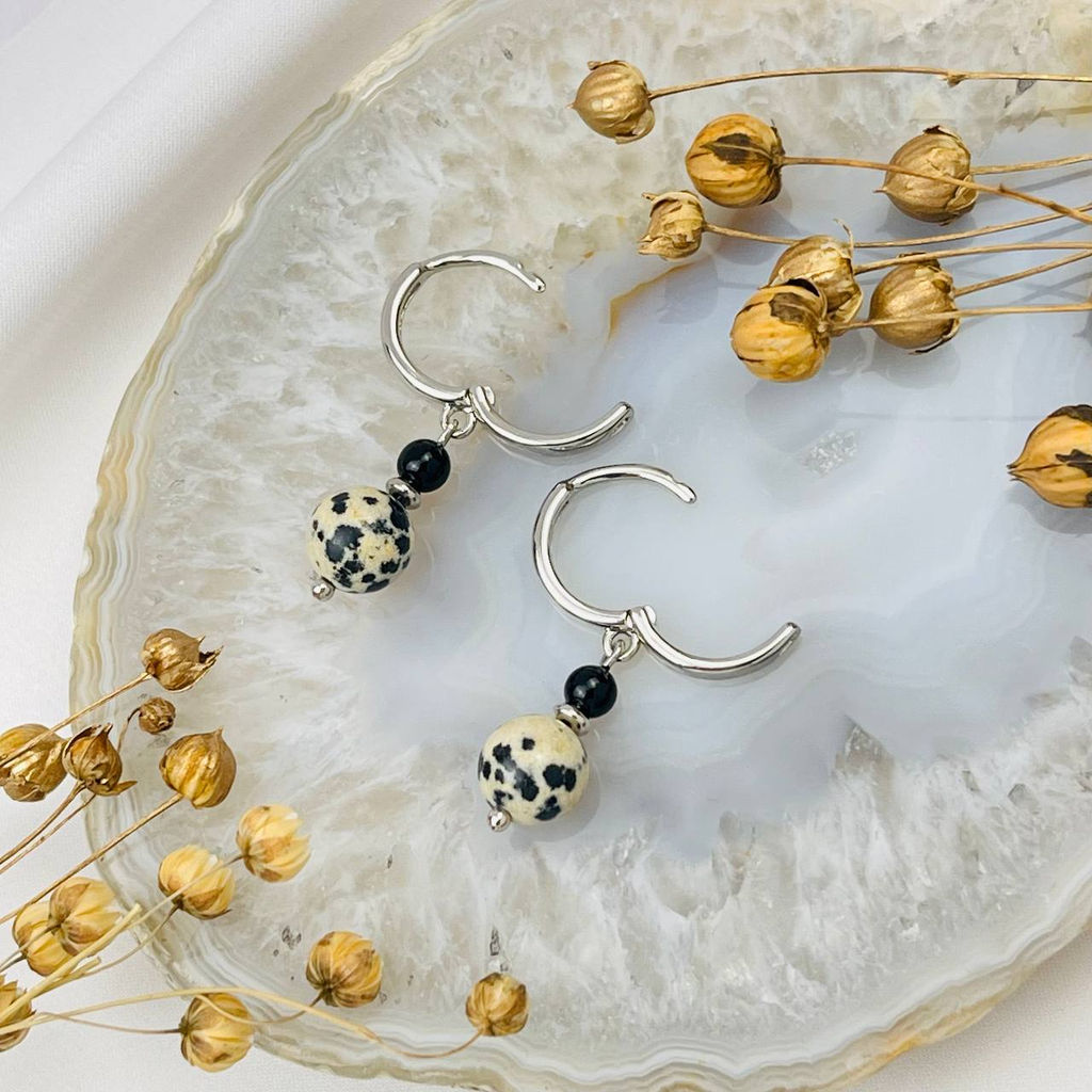 Серьги двойные из перепелиной Яшмы и Агата