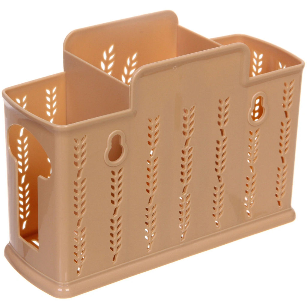 Цена за 2 шт. Подставка для столовых приборов пластиковая "Колосок" 19*13*7см 3секции