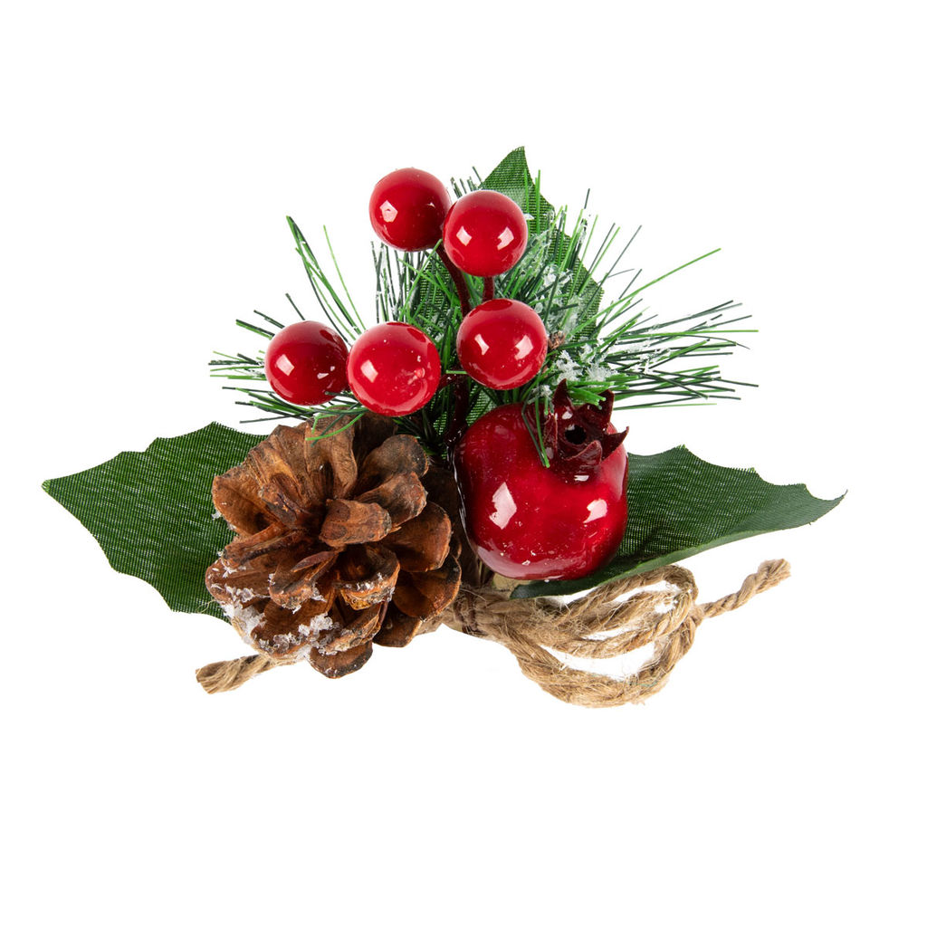 Blumentag VDF-129 Веточка хвойная с шишкой и ягодами 3 х 1 шт. 19 см 01  фото 4
