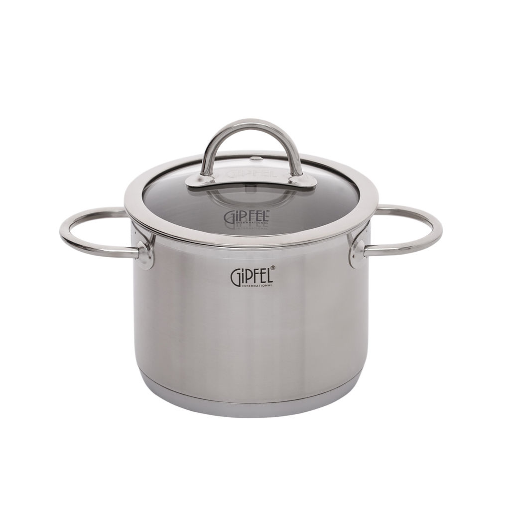 1503 GIPFEL Набор посуды SIGNO 7пр. (ковш 16х8см/1,7л, кастрюля 16х12см/2,4л с крышкой, кастрюля 20х10,5см/3,2л с крышкой, кастрюля 20x14см/4,4л с крышкой), с индукционным капсульным дном. Материал: н  фото 3