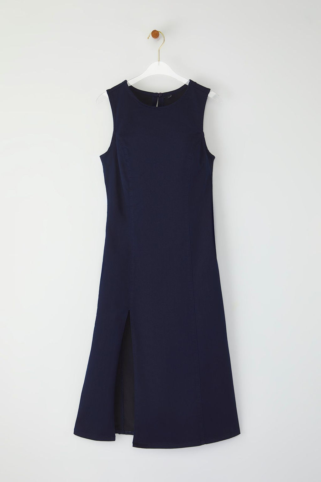 TRENDYOLMILLA Koyu Mavi Y?rtmacl? Midi Denim Elbise TWOSS25EL00155
