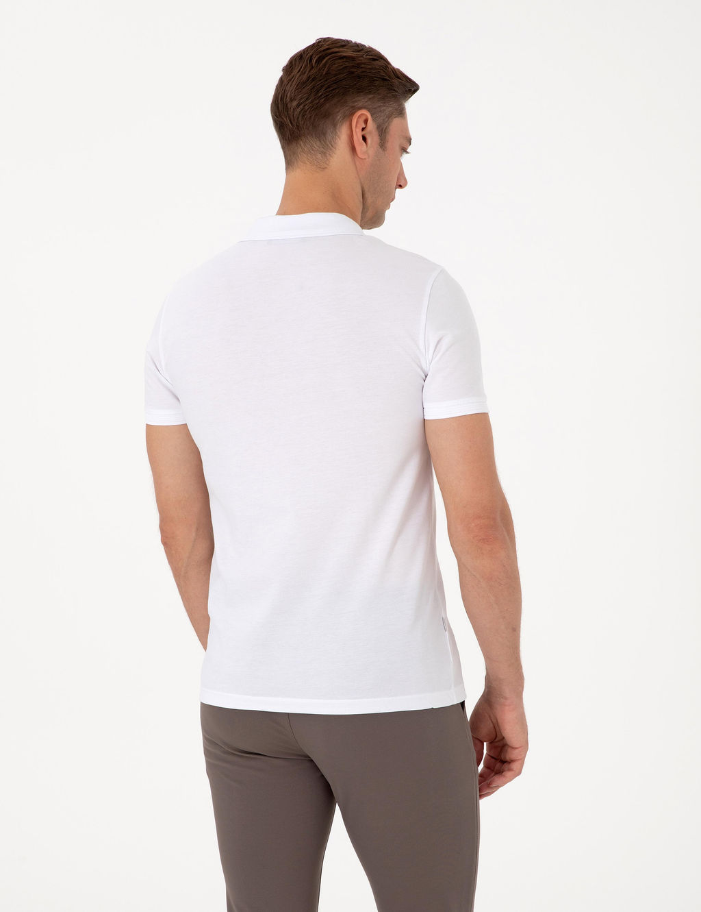 Beyaz Slim Fit Basic Ti__rt - Pierre cardin фото 5