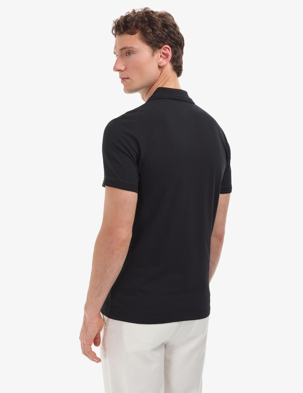 Siyah Slim Fit %100 Pamuk K_vr_lmaz Polo Yaka Basic Ti__rt