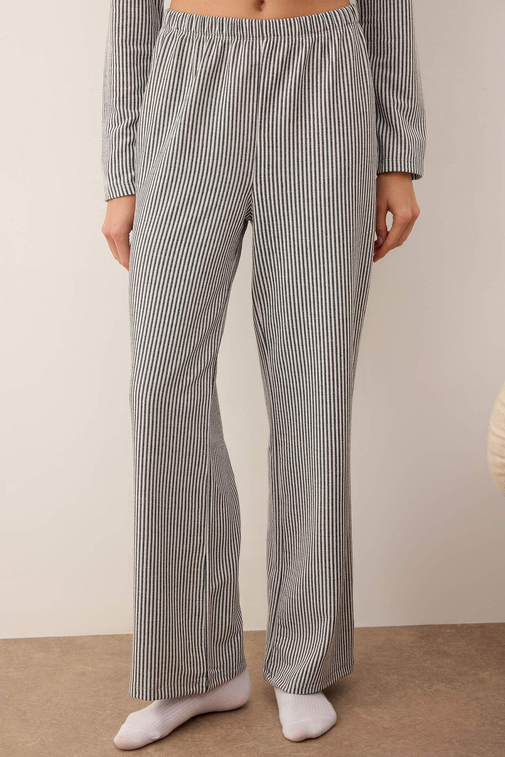 Siyah-Beyaz Cizgili Fitilli Gomlek Yaka Orme Pijama Tak?m? THMAW26PT00131 - Trendyolmilla фото 3