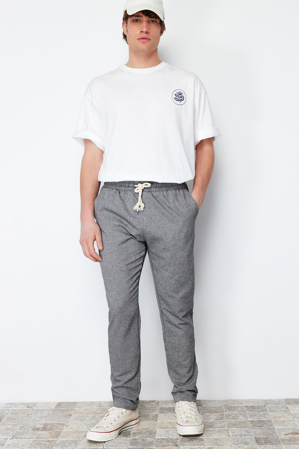 TRENDYOL MAN Siyah Regular Fit Lastikli Beli Baglamal? Kumas Duble Paca Pantolon TMNSS22PL0029 - Trendyolmilla фото 3