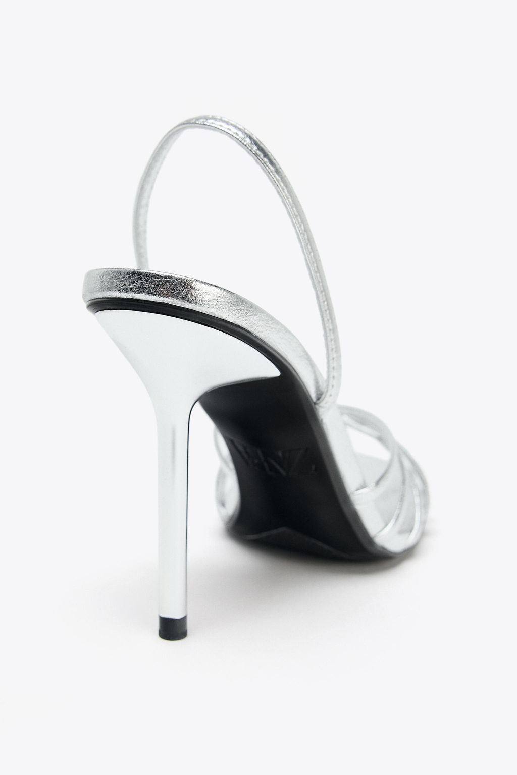 METALLIC-EFFECT HIGH-HEEL SANDALS - Zara фото 7